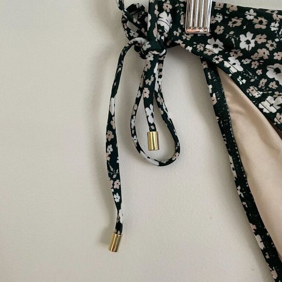 Peony Petite Fleur Tie Side Pant Bikini Swim Bottoms Black Floral 14 or US 10 - Picture 5 of 11